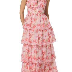 Vonnessa Floral Print Tiered Maxi Dress